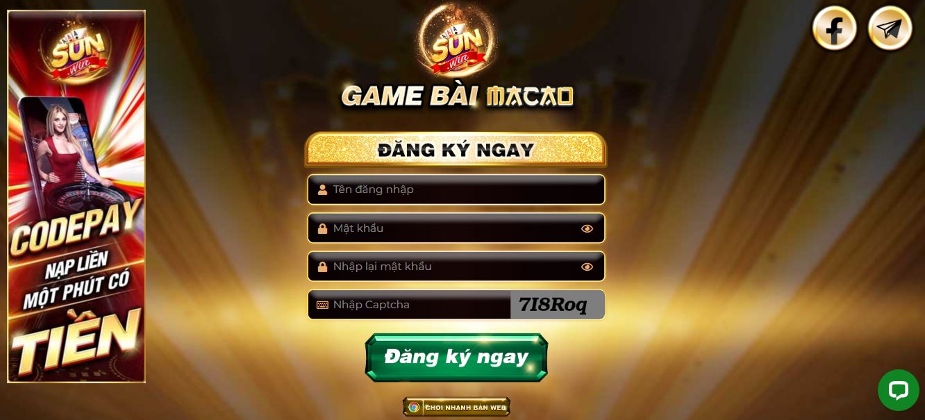 Tạo tài khoản mới tại cổng game Sunwin